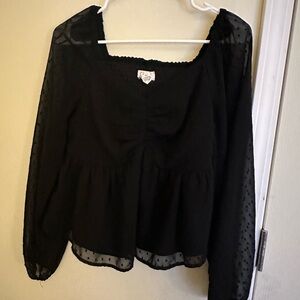 Elegant Black Long Sleeve Women's Top